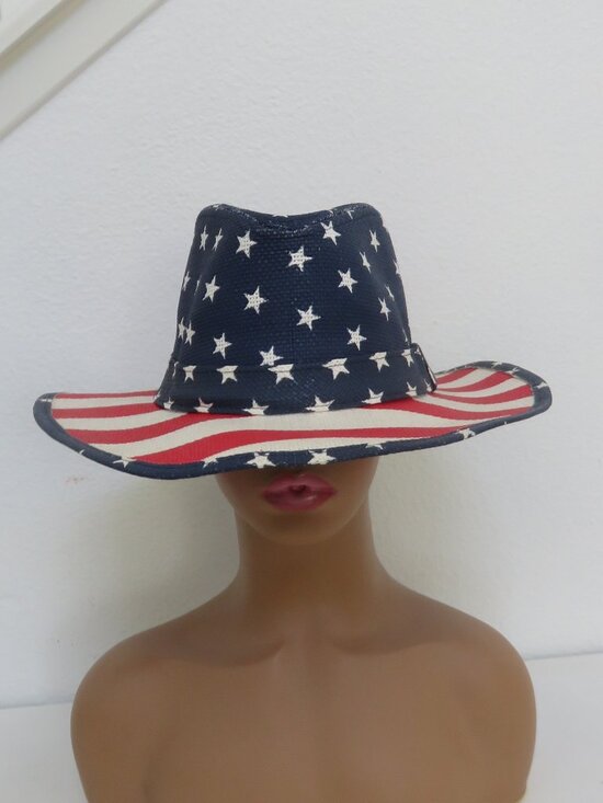 American Flag USA Cowboy Hat Red White Blue Straw Unisex Cowboy Western main image 7